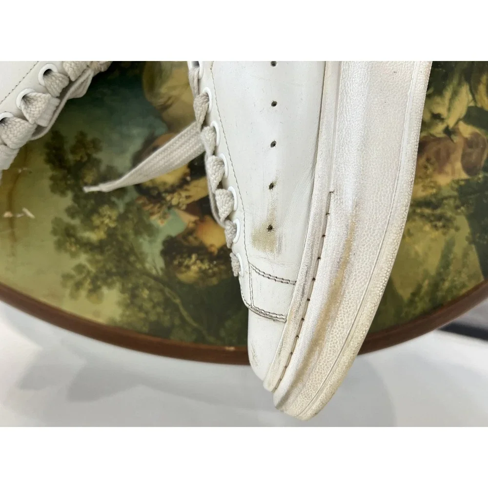 Alexander McQueen White Leather Black Suede Heel Sneakers EU 38.5 / 8.5
